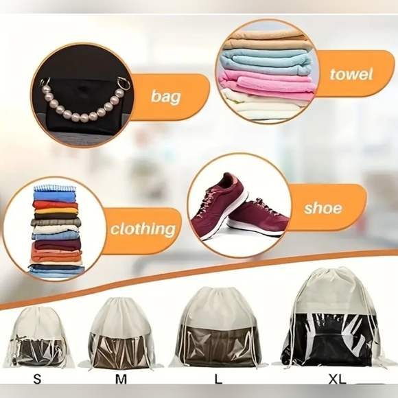 Beige With Clear Window Storage Bags- Set Of 4 S,M,L,XL. - Picture 2 of 4